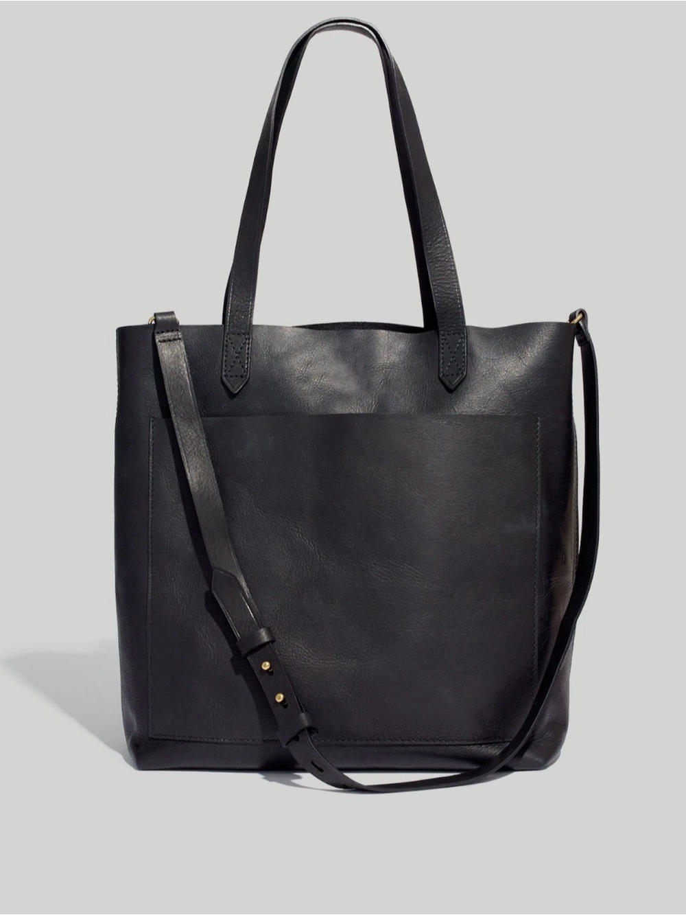 Madewell Medium Transport Tote (black leather)